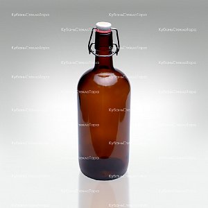 Бутылка «Бугельная» 1л. (Коричневая) стеклянная с пробкой оптом и по оптовым ценам в Краснодаре
