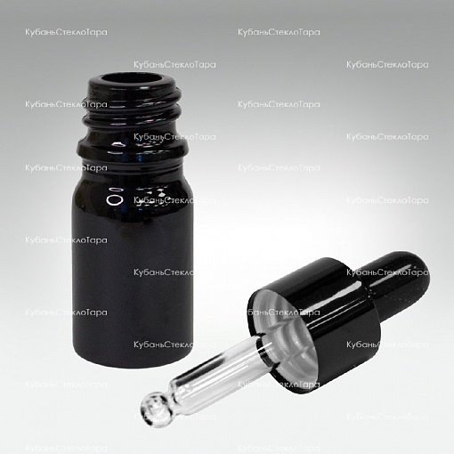 Флакон для капель 0,005 л (18) черное стекло с черной пипеткой оптом и по оптовым ценам в Краснодаре