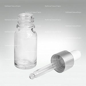 Флакон для капель 0,010 л (18) прозрачное стекло с серебряной пипеткой оптом и по оптовым ценам в Краснодаре