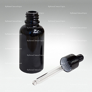 Флакон для капель 0,030 л (18) черное стекло крышка полимерная черная с пипеткой оптом и по оптовым ценам в Краснодаре